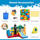 OLAKIDS Inflatable Bounce House, Train Theme Kids Jumping Castle  Indoor Outdoor Inflatable Obstacle Course with 950W Blower