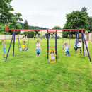 OLAKIDS Swing Sets for Backyard, 7 in 1 Outdoor 660LBS A-Frame Heavy Duty Metal Swing Stand