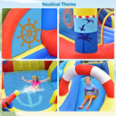 OLAKIDS Nautical Inflatable Water Slide, Bouncy Castle with Splash Pool, Climbing Wall & Water Gun, Includes Carry Bag, Repair Kit & Stakes
