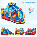OLAKIDS Nautical Inflatable Water Slide, Bouncy Castle with Splash Pool, Climbing Wall & Water Gun, Includes Carry Bag, Repair Kit & Stakes