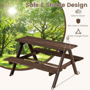 OLAKIDS Kids Wooden Picnic Table Set with Cushions & Foldable Umbrella for Outdoor Patio