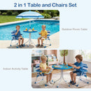 Olakids Kids Picnic Table, Outdoor Toddler Patio Furniture Set with 2 Folding Chairs Adjustable Foldable Umbrella for Garden Backyard Beach