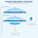 Olakids Kids Picnic Table, Outdoor Toddler Patio Furniture Set with 2 Folding Chairs Adjustable Foldable Umbrella for Garden Backyard Beach