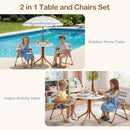 Olakids Kids Picnic Table, Outdoor Toddler Patio Furniture Set with 2 Folding Chairs Adjustable Foldable Umbrella for Garden Backyard Beach