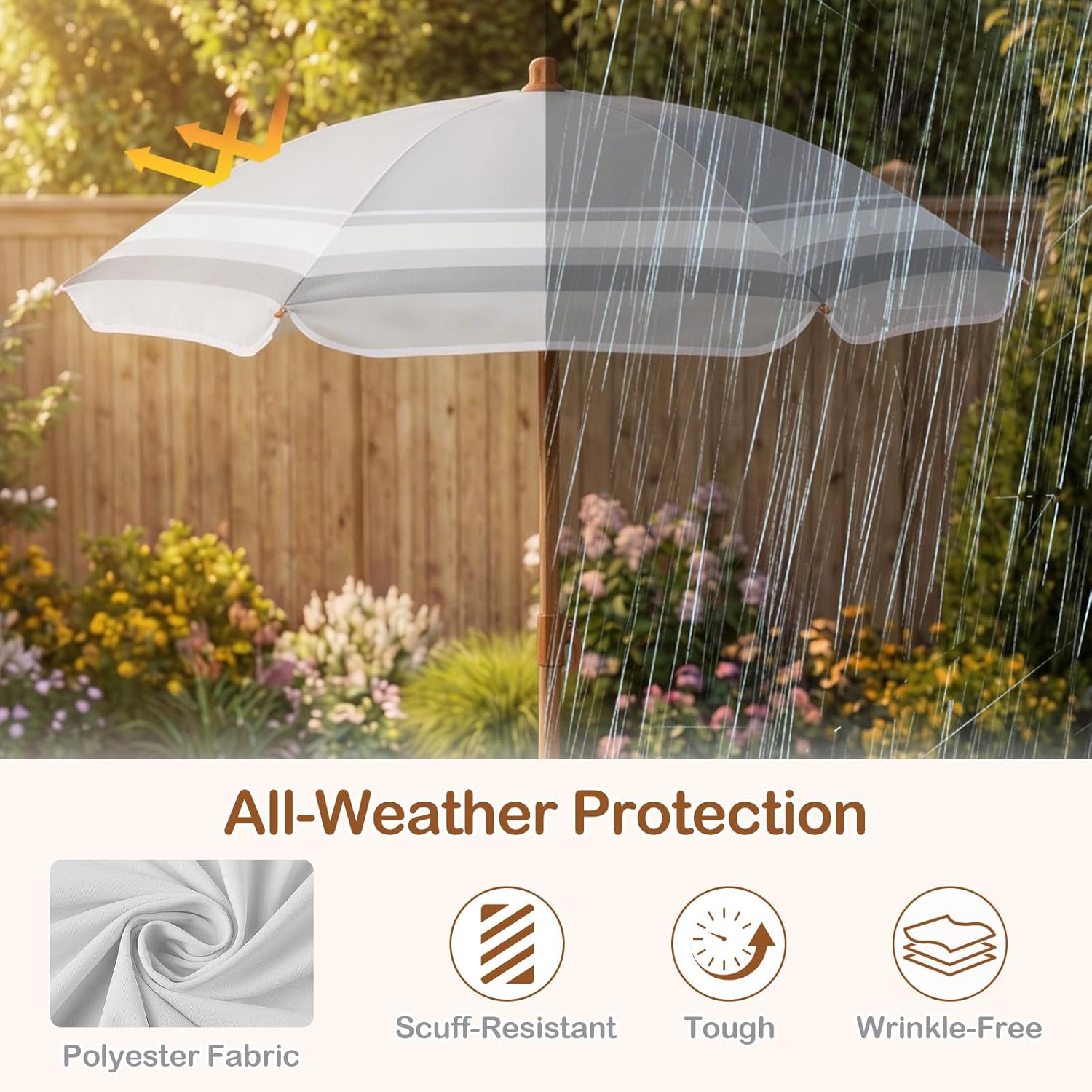 OLAKIDS  Toddler Outdoor Picnic Table Set with Umbrella Khaki