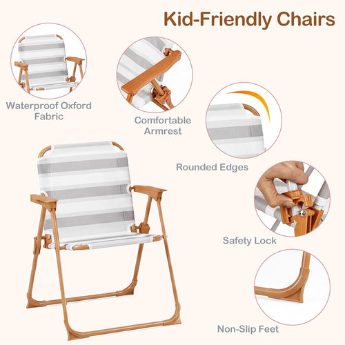 OLAKIDS  Toddler Outdoor Picnic Table Set with Umbrella Khaki