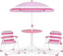 Olakids Kids Picnic Table, Outdoor Toddler Patio Furniture Set with 2 Folding Chairs Adjustable Foldable Umbrella for Garden Backyard Beach