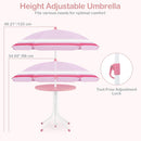 Olakids Kids Picnic Table, Outdoor Toddler Patio Furniture Set with 2 Folding Chairs Adjustable Foldable Umbrella for Garden Backyard Beach