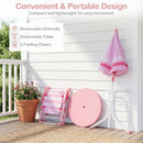 Olakids Kids Picnic Table, Outdoor Toddler Patio Furniture Set with 2 Folding Chairs Adjustable Foldable Umbrella for Garden Backyard Beach
