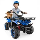 OLAKIDS 24V Kids ATV Quad with 5Mph Max Speed, Spring Suspension, LED Lights, Music & Story Player, Big Tires, 2 Storage Spaces, Ride On Car for Boys Girls Ages 3+