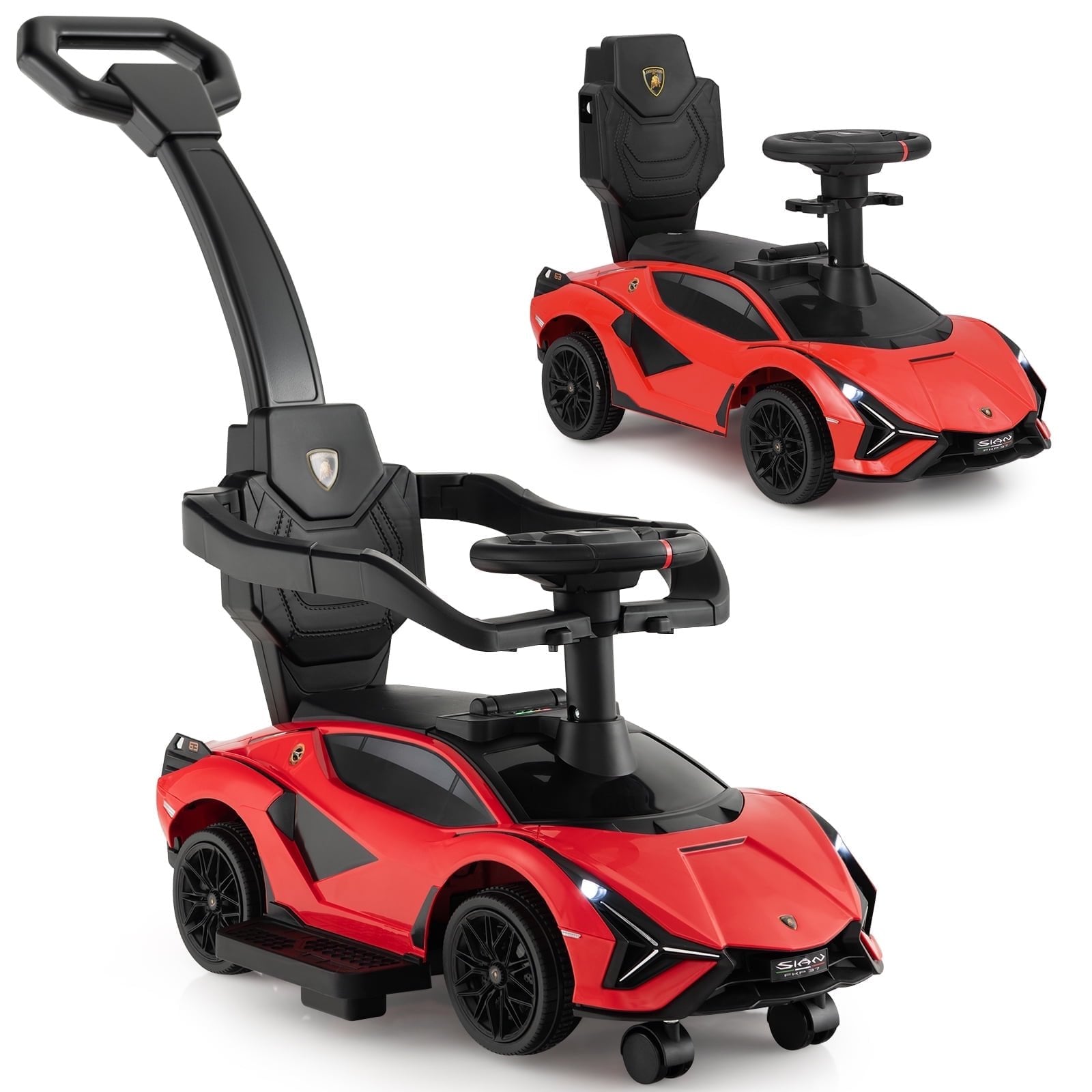 OLAKIDS 3 in 1 Ride on Push Car, Licensed Lamborghini Baby Stroller Sl