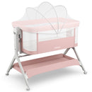 INFANS 5 in 1 Baby Bassinet, Upgraded Flat Rocking Bedside Sleeper with Wheels, Storage Basket, Travel Bag
