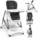 INFANS High Chair with One-Hand Removable Tray, 4 Lockable Wheels & Large Storage Basket - Multi-Adjustable Height