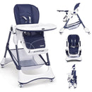 INFANS High Chair with One-Hand Removable Tray, 4 Lockable Wheels & Large Storage Basket - Multi-Adjustable Height