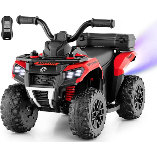 OLAKIDS Kids ATV with Spray Function, Remote Control, Storage Trunk, 6V Electric Toddler Ride on Toy
