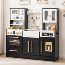 OLAKIDS Kids Kitchen Playset, Wooden Pretend Play Kitchen with Realistic Light Sound 14 Accessories, Toddler Cooking Toy for Boys Girls Aged 3+