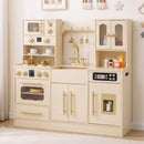 OLAKIDS Kids Kitchen Playset, Wooden Pretend Play Kitchen with Realistic Light Sound 14 Accessories, Toddler Cooking Toy for Boys Girls Aged 3+