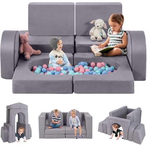 INFANS Modular Kids Play Couch, 8 PCS Toddler Creative Sectional Fort Building Sofa