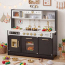 OLAKIDS Wooden Play Kitchen with Lights, Sounds, Dishwasher & Coffee Machine, Pretend Cooking Set for Ages 3+