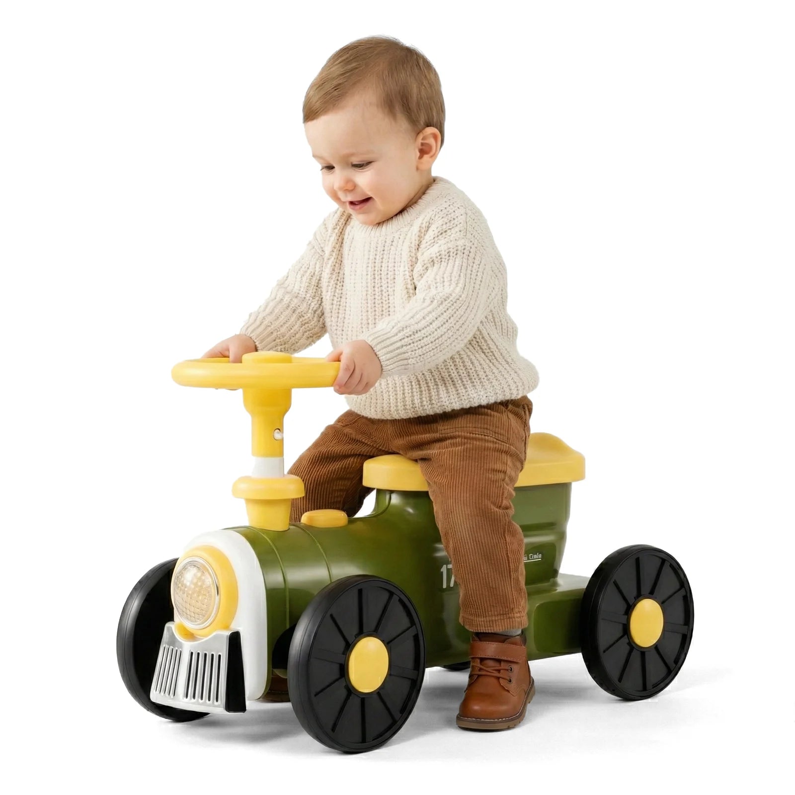 OLAKIDS Ride on Push Car, Kids Foot-to-Floor Sliding Car for Toddler with Train Whistle Sound, Under-Seat Storage, Toy Walker for Boys Girls Aged 19-36 Months
