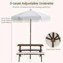 OLAKIDS Kids Wooden Picnic Table Set with Cushions & Foldable Umbrella for Outdoor Patio