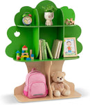 OLAKIDS 3-Tier Wooden Montessori Tree Bookshelf for Kids Toy Storage