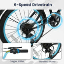 OLAKIDS 20" Kids Mountain Bike, 7 Lighting Modes, Bluetooth Music, 6 Speed, for Ages 6-14 Boys & Girls