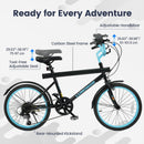 OLAKIDS 20" Kids Mountain Bike, 7 Lighting Modes, Bluetooth Music, 6 Speed, for Ages 6-14 Boys & Girls