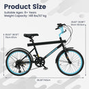 OLAKIDS 20" Kids Mountain Bike, 7 Lighting Modes, Bluetooth Music, 6 Speed, for Ages 6-14 Boys & Girls