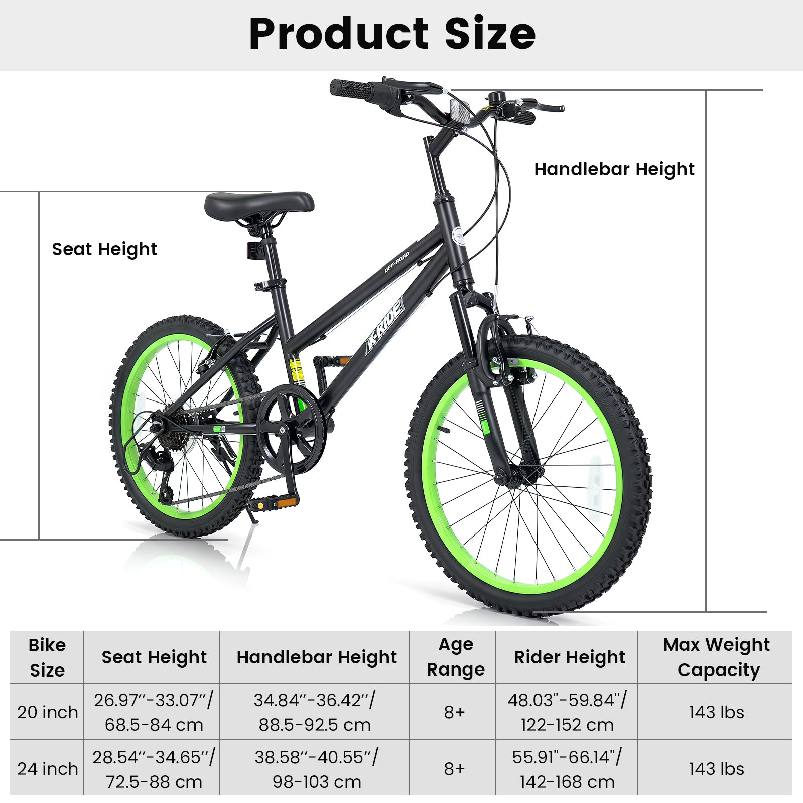Olakids Kids Mountain Bike, 20 24 Inch Girls Boys Bicycle