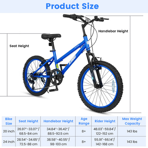Olakids Kids Mountain Bike, 20 24 Inch Girls Boys Bicycle