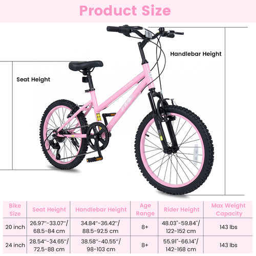 Olakids Kids Mountain Bike, 20 24 Inch Girls Boys Bicycle