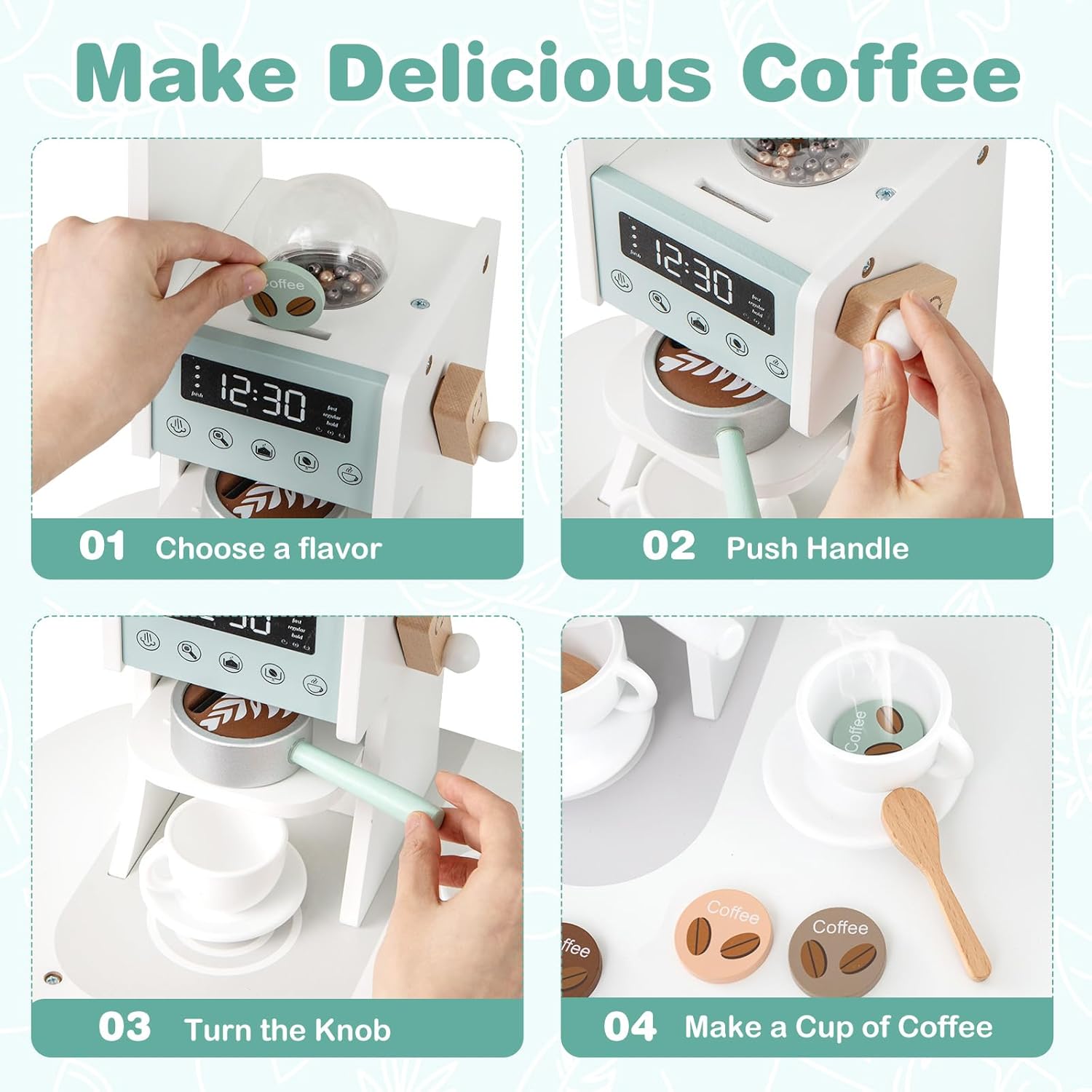OLAKIDS Corner Kids Kitchen Playset, Toddler Wooden Pretend Cooking Set with Lights Sounds Coffee Machine Washing Dishwasher, Stove Removable Sink Storage, Simulation Play Kitchen Toy