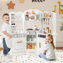 OLAKIDS Corner Kids Kitchen Playset, Toddler Wooden Pretend Cooking Set with Lights Sounds Coffee Machine Washing Dishwasher, Stove Removable Sink Storage, Simulation Play Kitchen Toy