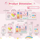 Olakids 11-in-1 Montessori Busy Board, Pink Castle Sensory Wall for Toddlers