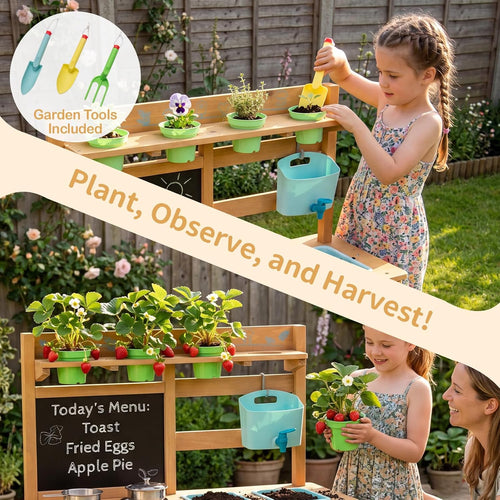 OLAKIDS Outdoor Mud Kitchen for Kids with Running Water & Accessories for Ages 3+