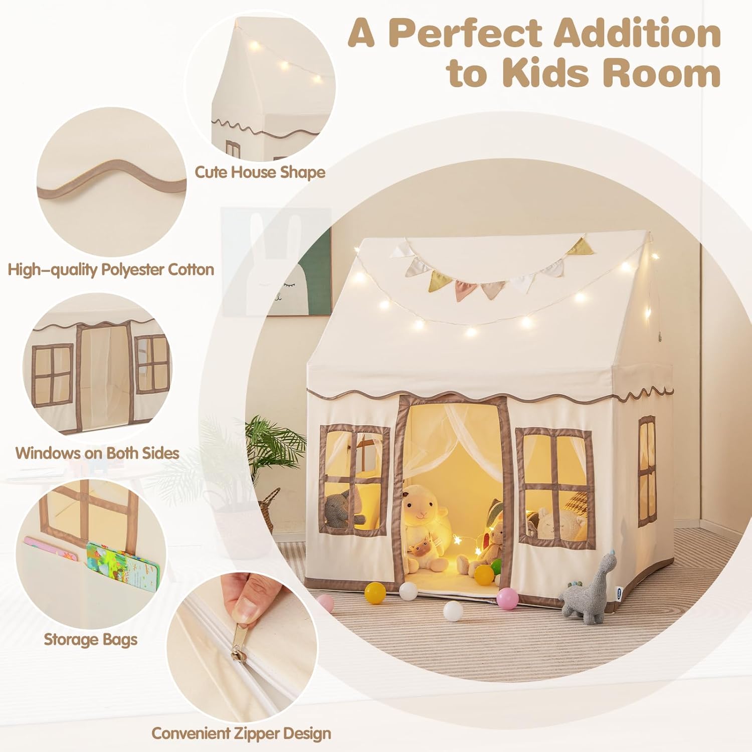 OLAKIDS Kids Play Tent Indoor Outdoor Princess Tents Castle for Toddlers