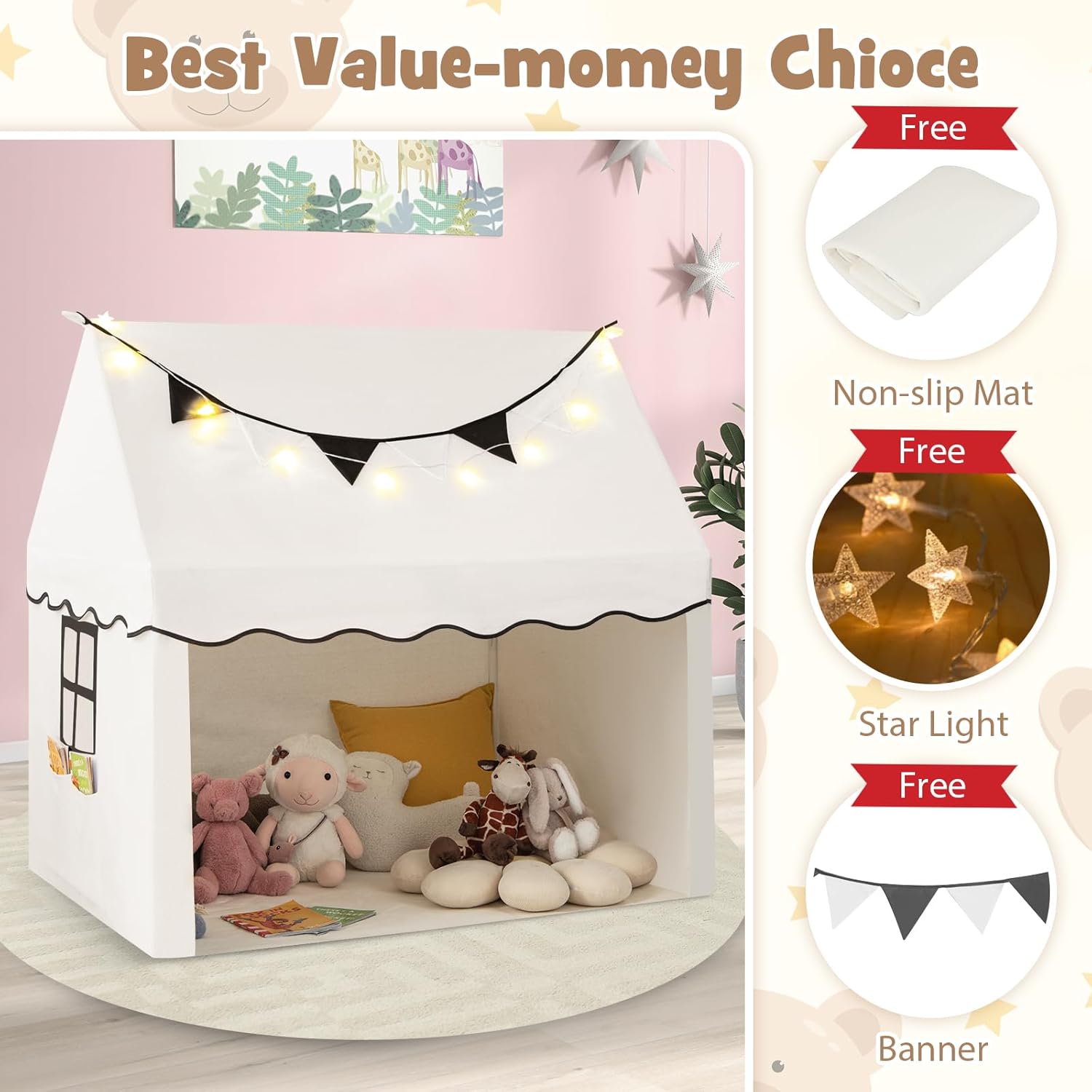 OLAKIDS Kids Play Tent Indoor Outdoor Princess Tents Castle for Toddlers
