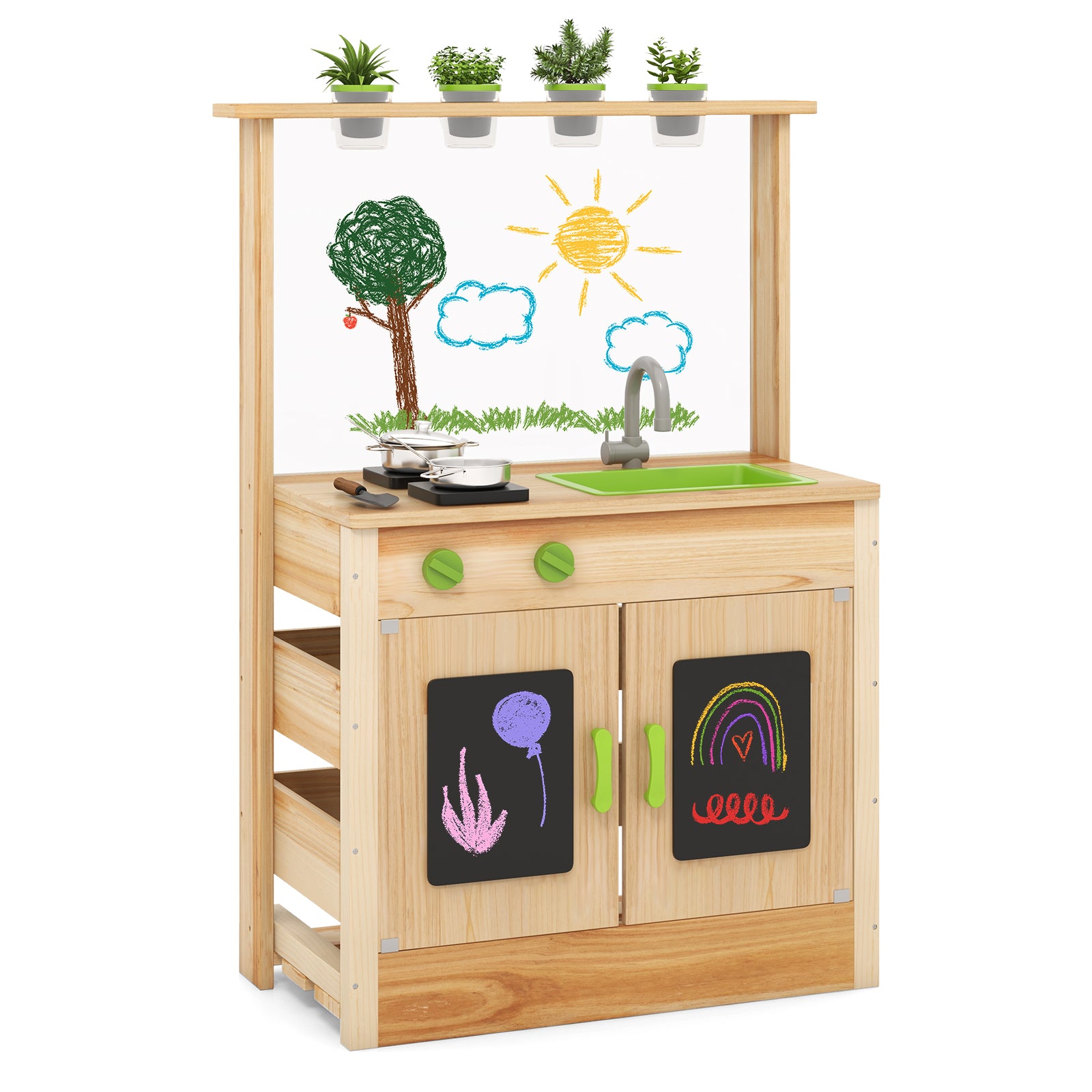 OLAKIDS Outdoor Mud Kitchen Playset with Faucet & Sink for Backyard Fun Ages 3+