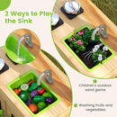 OLAKIDS Mud Kitchen, Outdoor Play Kitchen with Awning Faucet Stoves Cooking Accessories Removable Sink Wooden Kids Kitchen Playset Backyard Garden Toys for Boys Girls Ages 3+