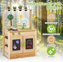 OLAKIDS Mud Kitchen, Outdoor Play Kitchen with Awning Faucet Stoves Cooking Accessories Removable Sink Wooden Kids Kitchen Playset Backyard Garden Toys for Boys Girls Ages 3+