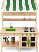 OLAKIDS Wooden Mud Kitchen, Outdoor Play Kitchen for Backyard & Garden