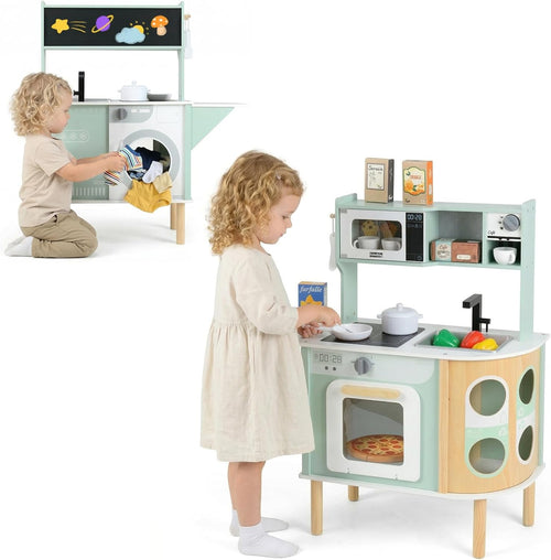 OLAKIDS Kids Kitchen Playset, Toddler Wooden Pretend Cooking Set for Children Boys Girls