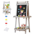 OLAKIDS Easel for Kids, 3 in 1 Adjustable Painting Art Board, Foldable Double-Sided Wooden Drawing Chalkboard Magnetic Whiteboard