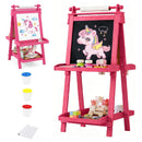 OLAKIDS Easel for Kids, 3 in 1 Adjustable Painting Art Board, Foldable Double-Sided Wooden Drawing Chalkboard Magnetic Whiteboard