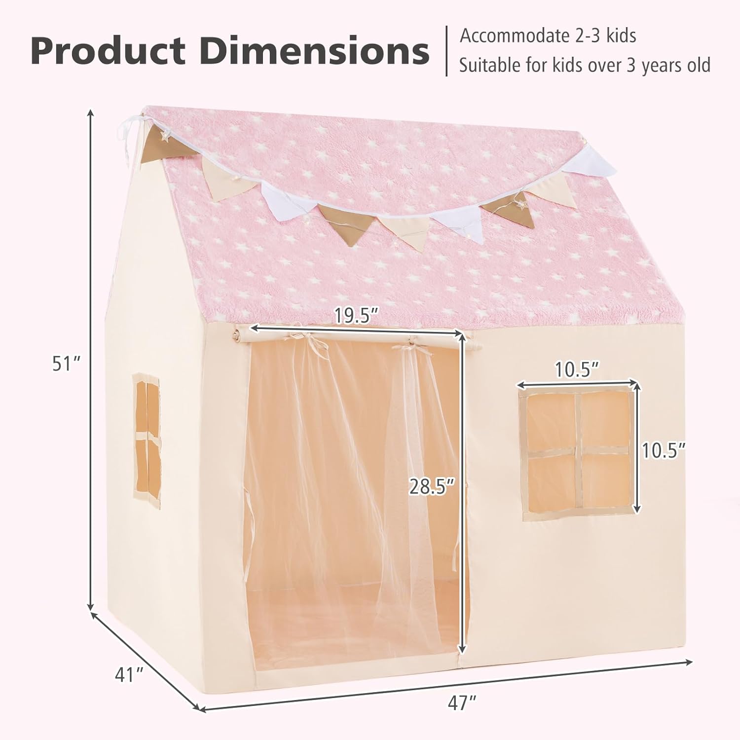 OLAKIDS Kids Play Tent  Indoor Outdoor Princess Tents Castle for Toddlers
