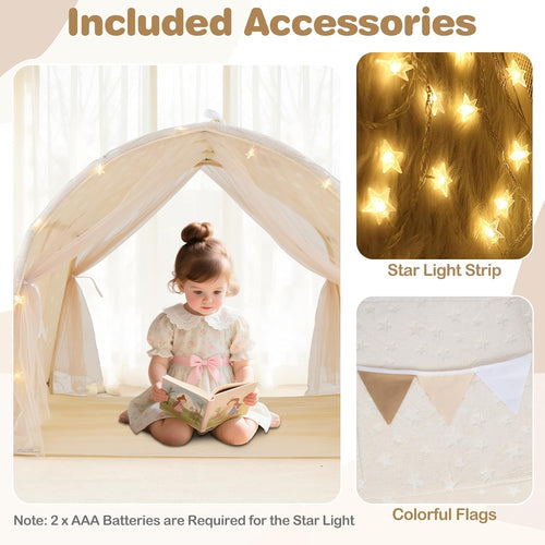 OLAKIDS Kids Bed Tent with Glow in The Dark Indoor Outdoor Princess Tents Castle for Boys Girls