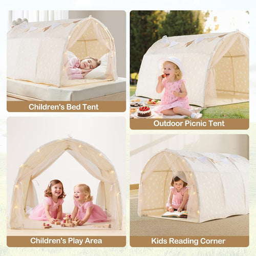 OLAKIDS Kids Bed Tent with Glow in The Dark Indoor Outdoor Princess Tents Castle for Boys Girls