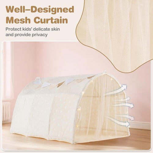 OLAKIDS Kids Bed Tent with Glow in The Dark Indoor Outdoor Princess Tents Castle for Boys Girls