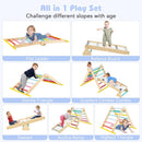 Olakids Pikler Triangle Set 7 in 1 Climbing Toys for Toddlers Foldable Baby Wood Montessori Jungle Gym